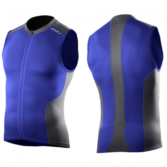 2XU multi-sport tri singlet heren 2014 MT2713a Nautic blue/Charcoal 2XUMT2713ABLCH